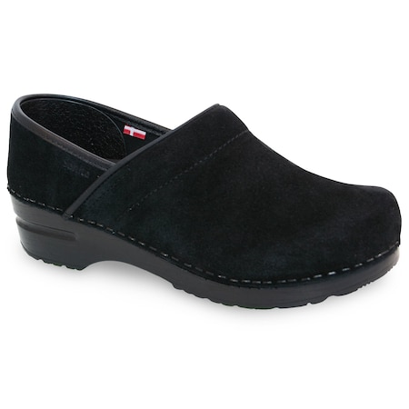 Sanita Women's Closed Back Clog, Suede leather Upper, Polyurethane Outsole, Black, Size 6.5-7 M 471106-002-38